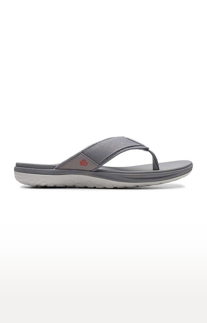Men's Grey Synthetic Slippers