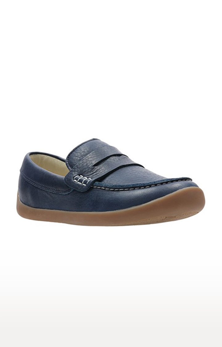 Boys Blue Leather Loafers