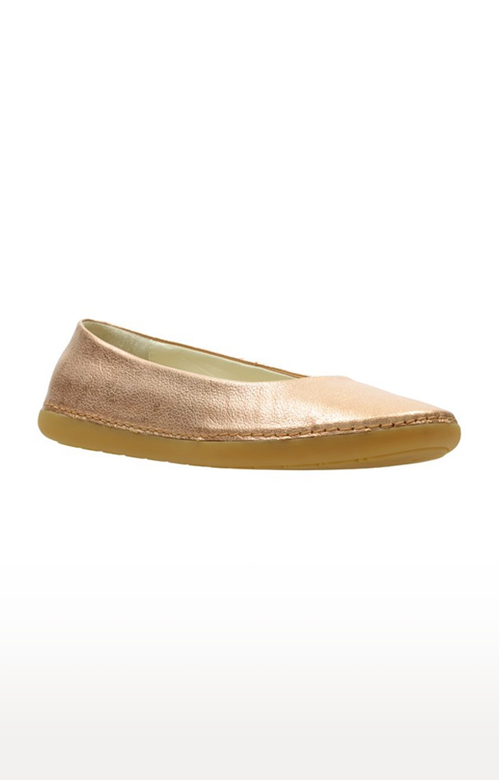 Girls Gold Leather Casual Slip-ons