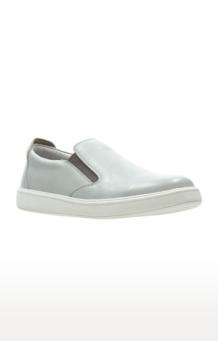 Boys Grey Leather Casual Slip-ons