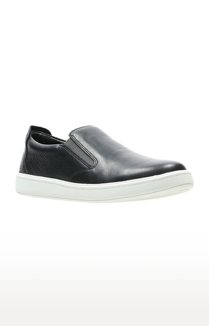 Boys Black Leather Casual Slip-ons
