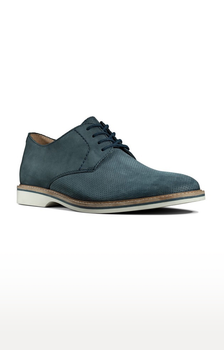 Men's Navy Leather Derby Shoes