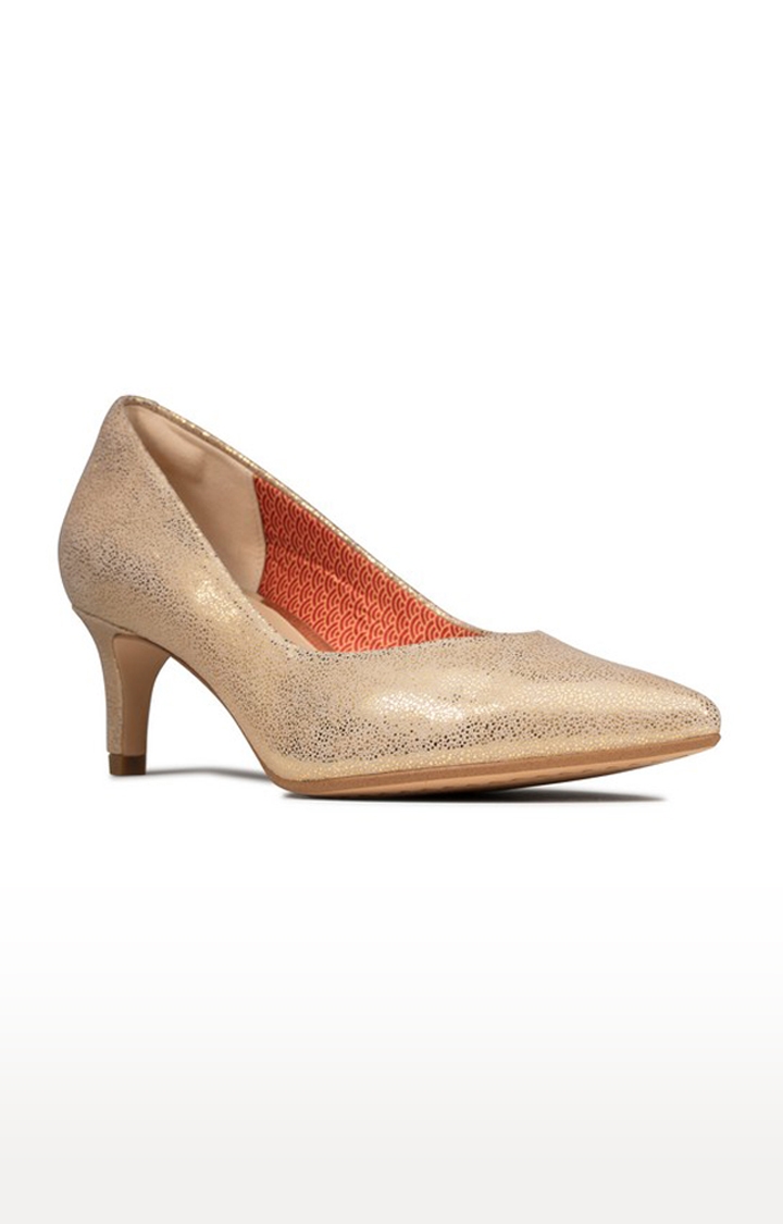 Gold Metallic Leather Stilettos for Women