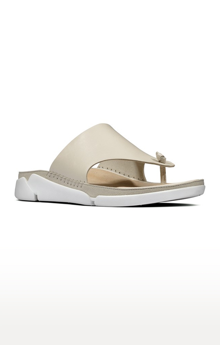 Women's Off White Leather Sandals