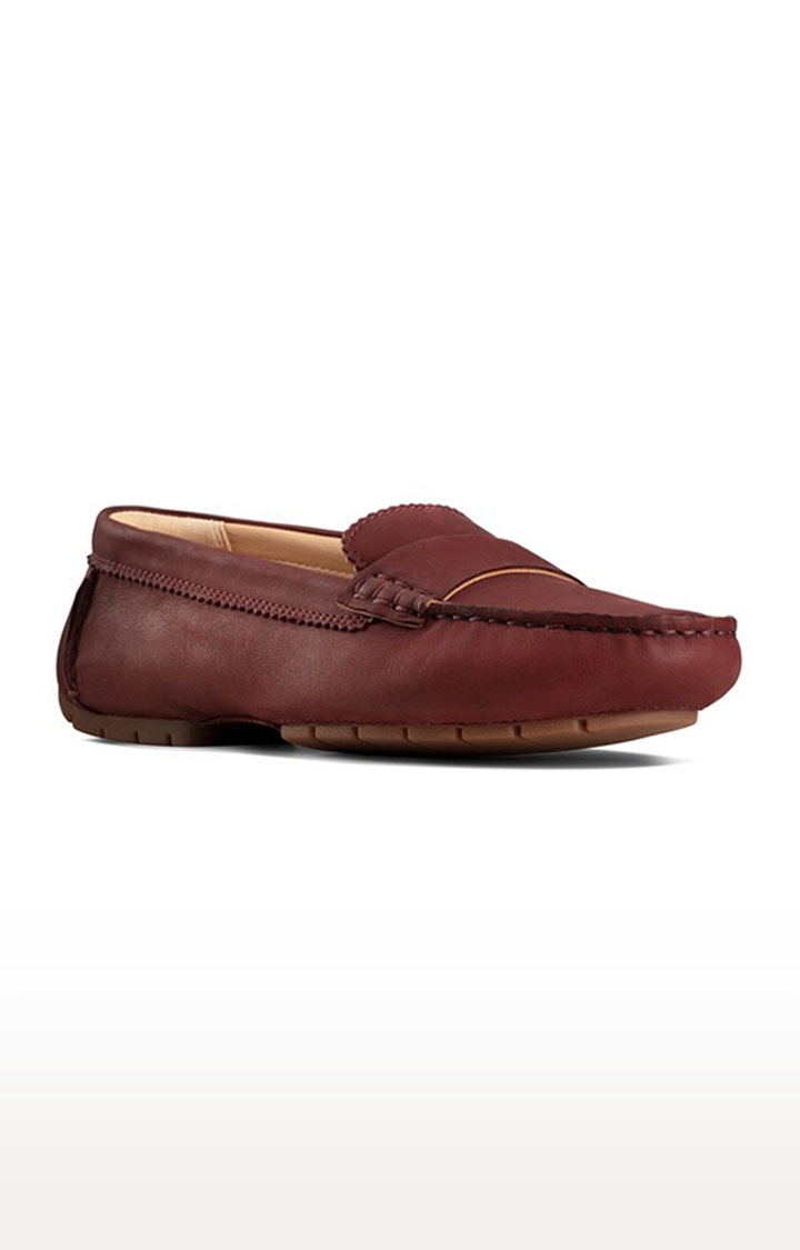 Women's Red Leather Loafers