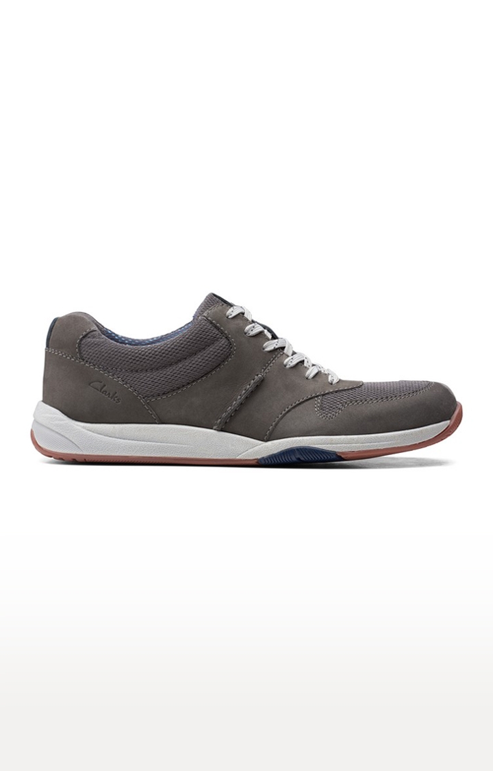 Men's Dark Grey Leather Casual Lace-ups