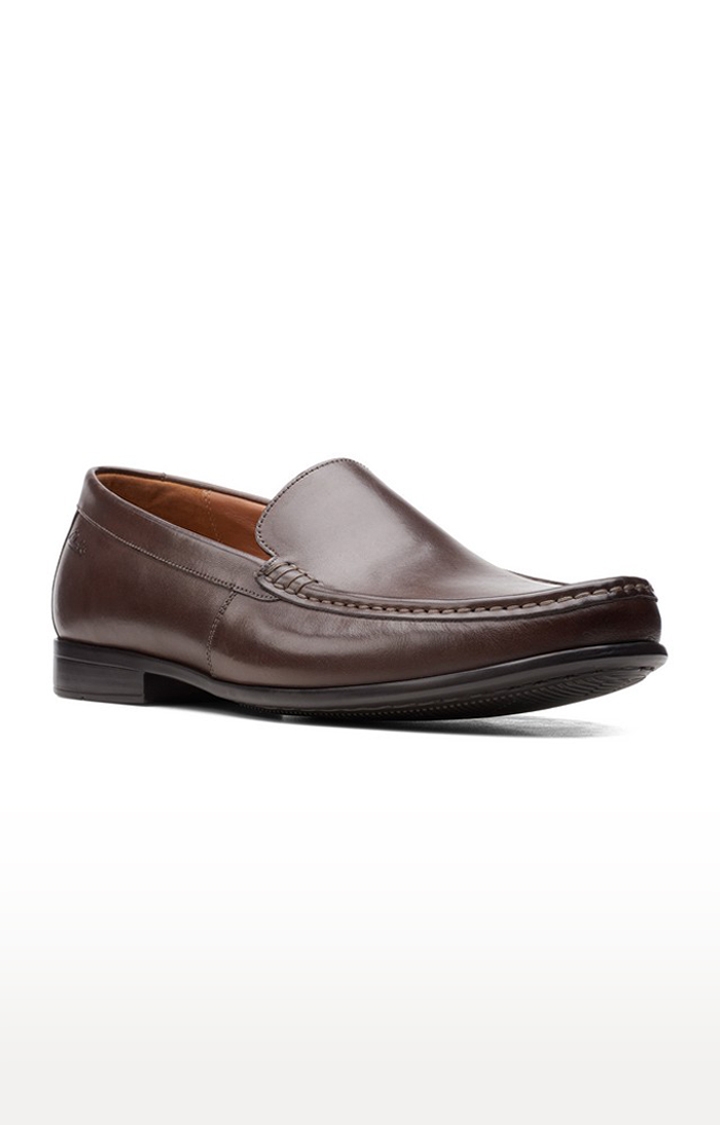 Clarks | Men's Brown Leather Formal Slip-ons
