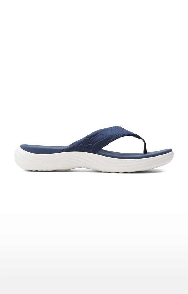 Women's Navy Synthetic Slippers