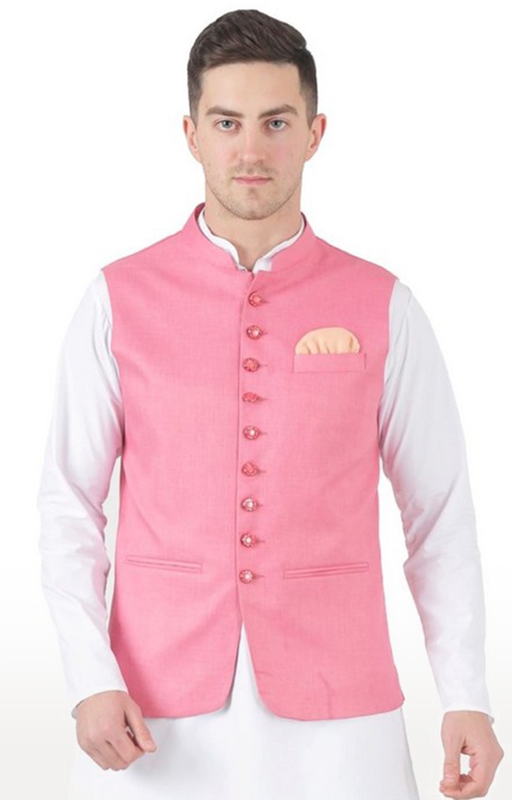 TAHVO | Tahvo Pink 9 Button Nehru Jacket