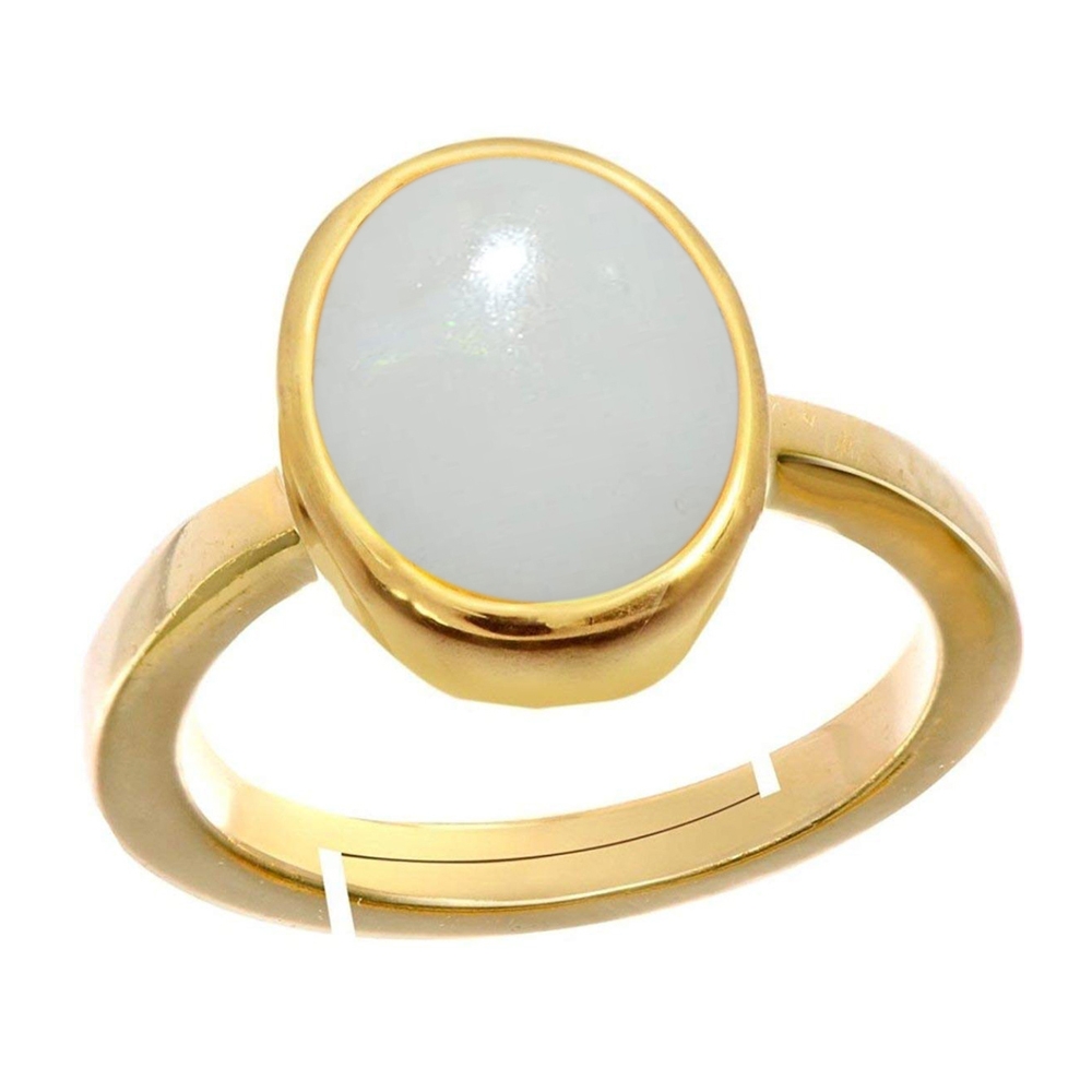 55Carat | White Gold Plated Opal Rings