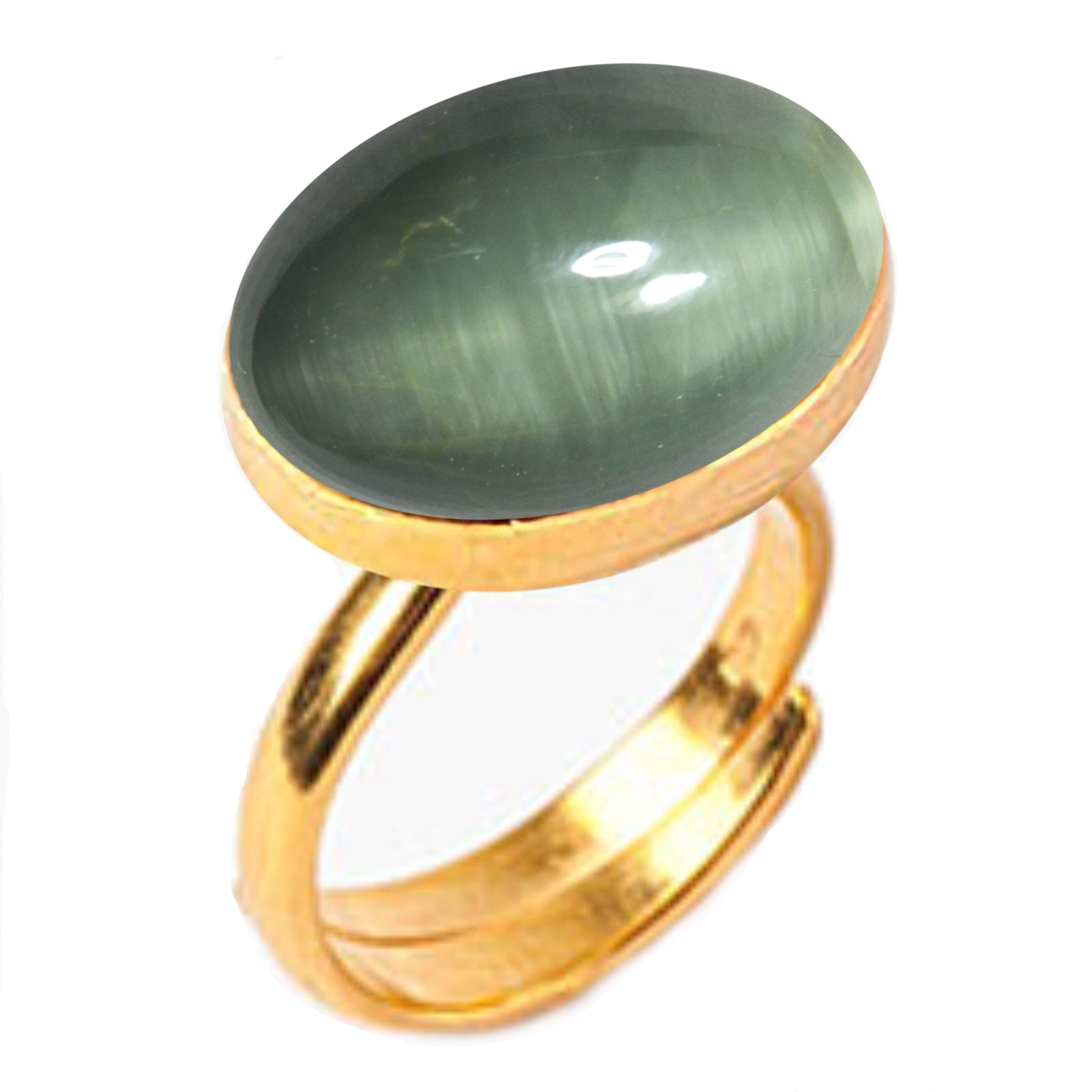 55Carat | Green Gold Plated Cat'S Eye Rings
