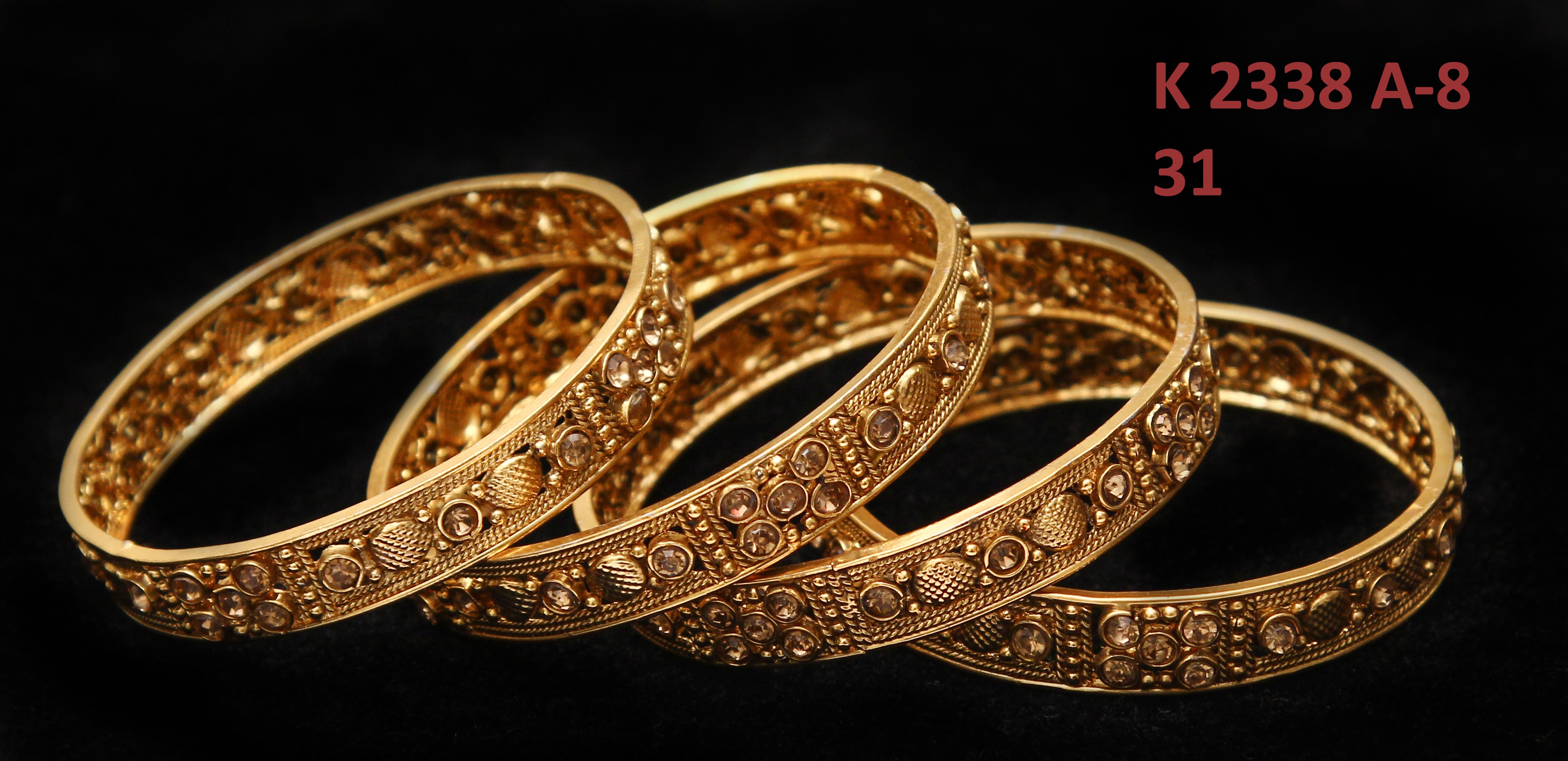 55Carat | 55Carat Unique Fashion Jewellery Stone Inticrated Gold-Plated Bangle Set Of 4 For Womens And Girls