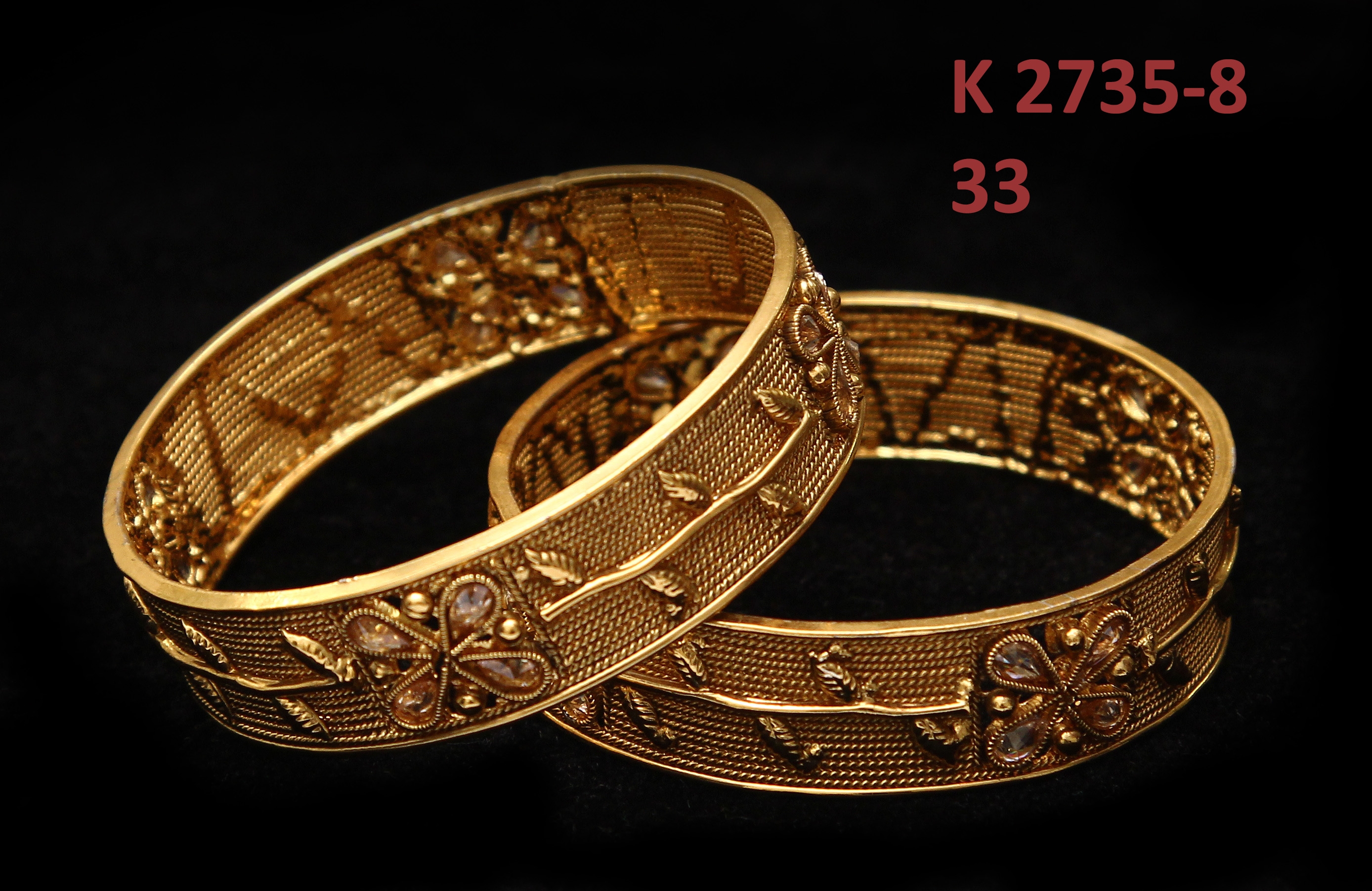 55Carat | 55Carat Stone Inticrated Exclusive Jewellery Gold-Plated Bangle Set Of 2 For Womens And Girls