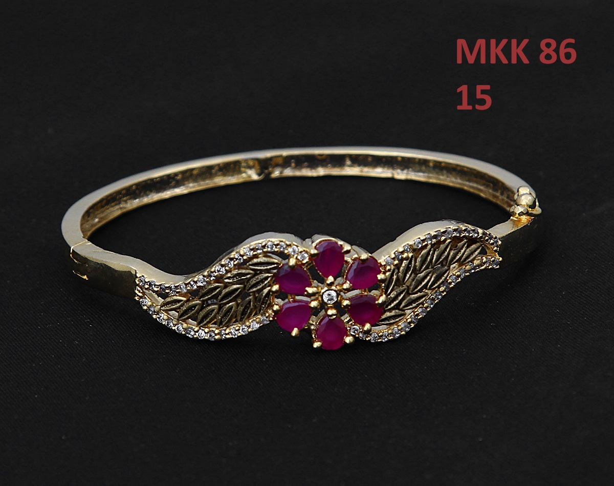 55Carat | Beautiful Attractive Bangle Bracelet Pink Ruby Manik Diamond Cz 14K Gold Plated Hand Jewellery Chudi Stylish New Fashion Twist & Shine Traditional S For Women Girls
