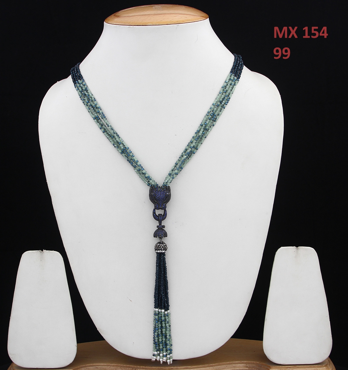 55Carat | Indian Traditional Multi Strand Beaded Statement Necklace Green Crystal Indian Handmade Ethnic Modern Fusion Statement Fashion Jewellery For Girls And Womens