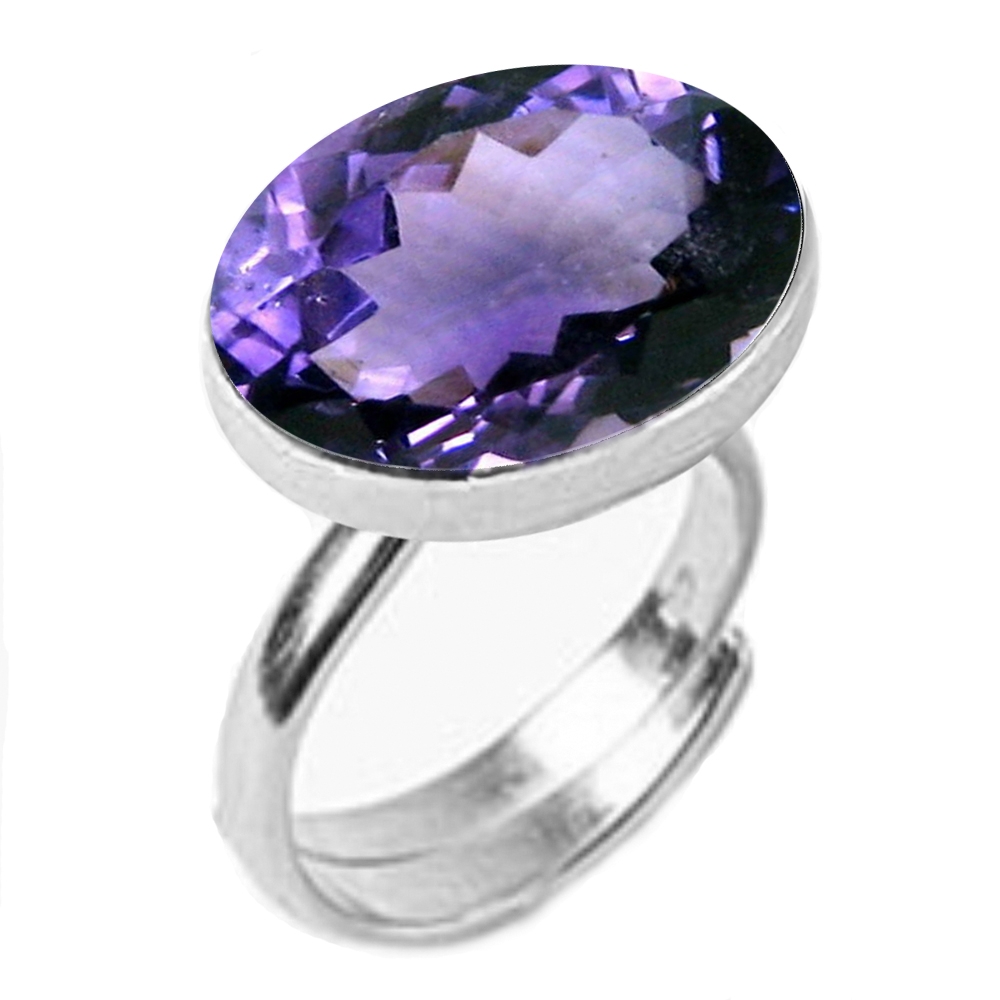 55Carat | Blue Silver Plated Amethyst Rings