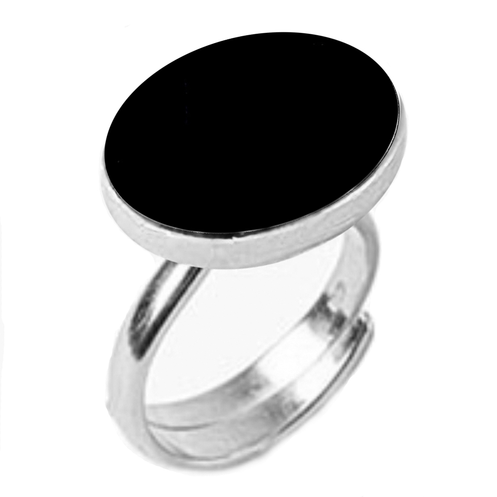 55Carat | Black Silver Plated Black-Onyx Rings