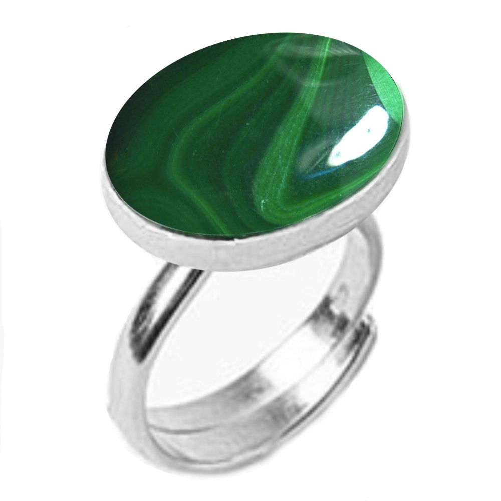 55Carat | Green Silver Plated Malachite Rings