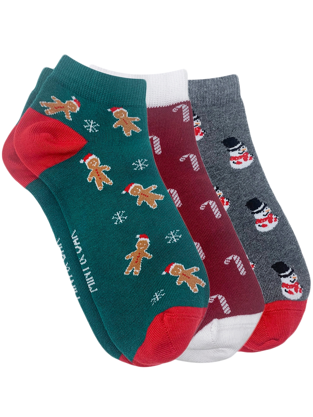 Mint & Oak | Mint & Oak Ankle Combo 3 - Christmas Greetings Ankle Length Pack of 3 Socks for Men