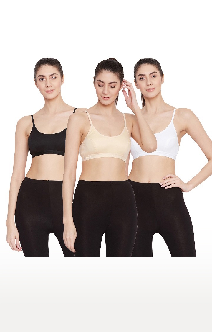 CARE IN | Care In Non Padded Non-Wired Full Coverage Sports Bra For Women - Pack of 3