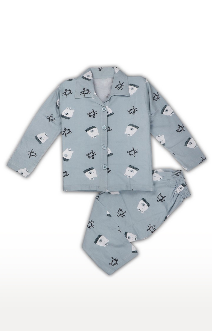AAAKAR | Aaakar Grey All Over Print Animal Full Sleeves Nightsuit 