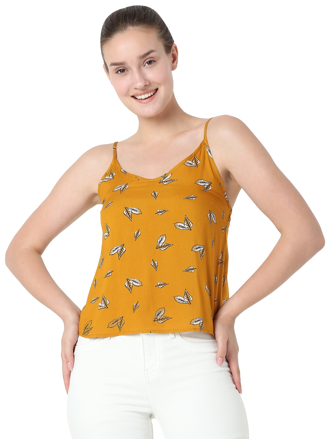 Smarty Pants | Smarty Pants women's cotton mustard floral print tank top.