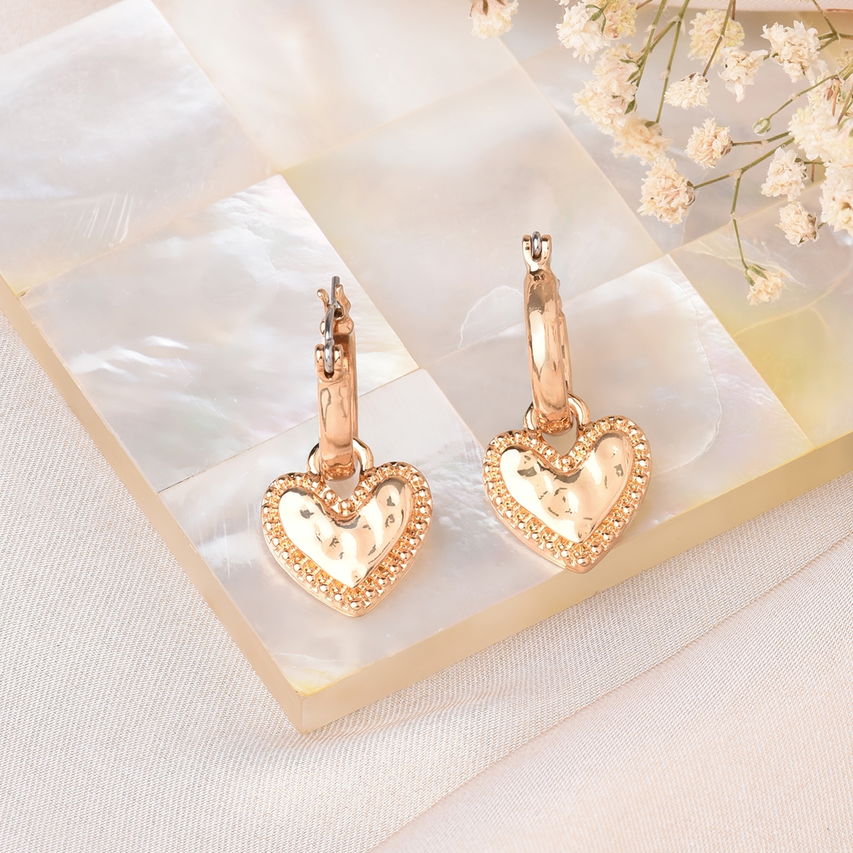 Lilly & sparkle | Lilly & Sparkle Gold Toned Hoop Earrings With Heart Charm