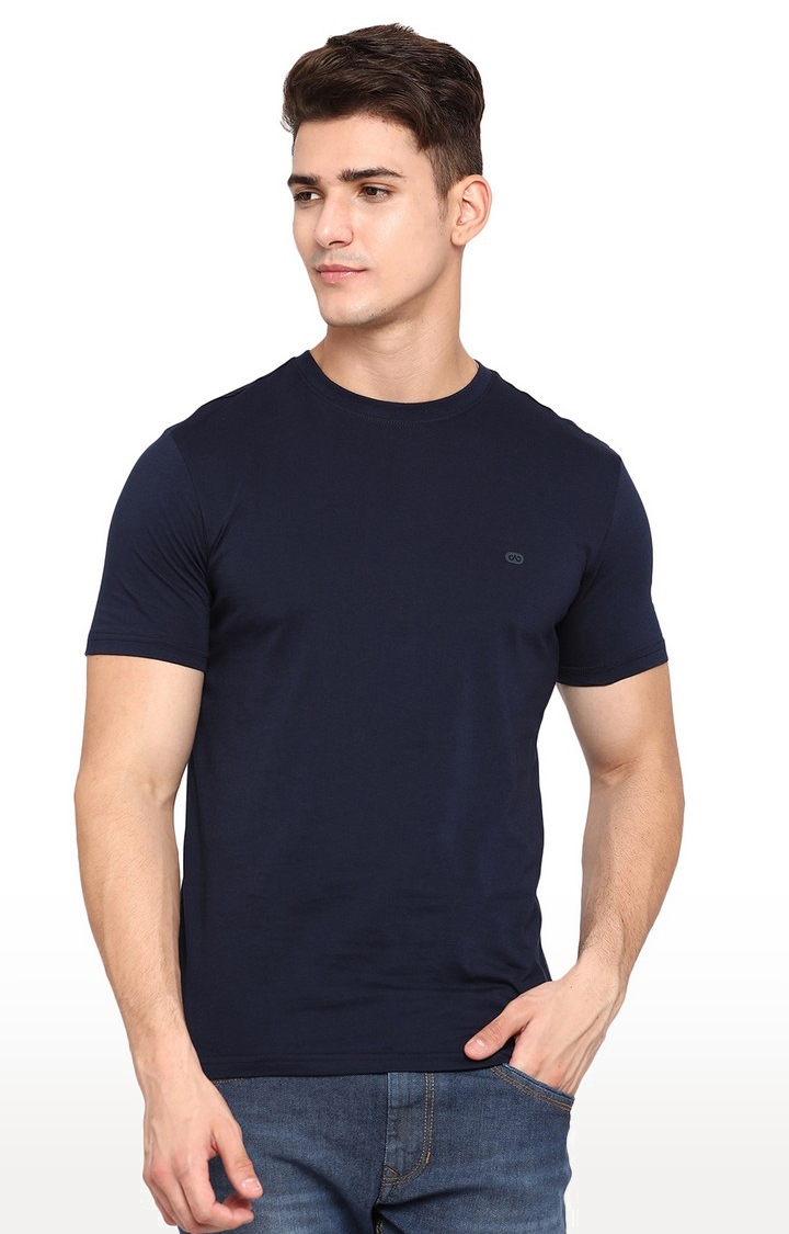 JB-CR-30A BLACK IRIS NAVY Men's Blue Cotton Solid T-Shirts