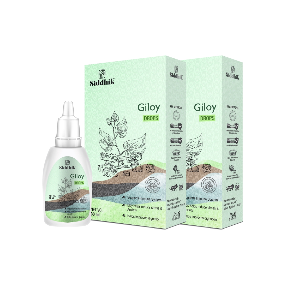 Siddhik | Siddhik Giloy Drops to Boost Immunity & Strength | Improves Digestion | Helps Reduce Stress | 30ml Pack of 2