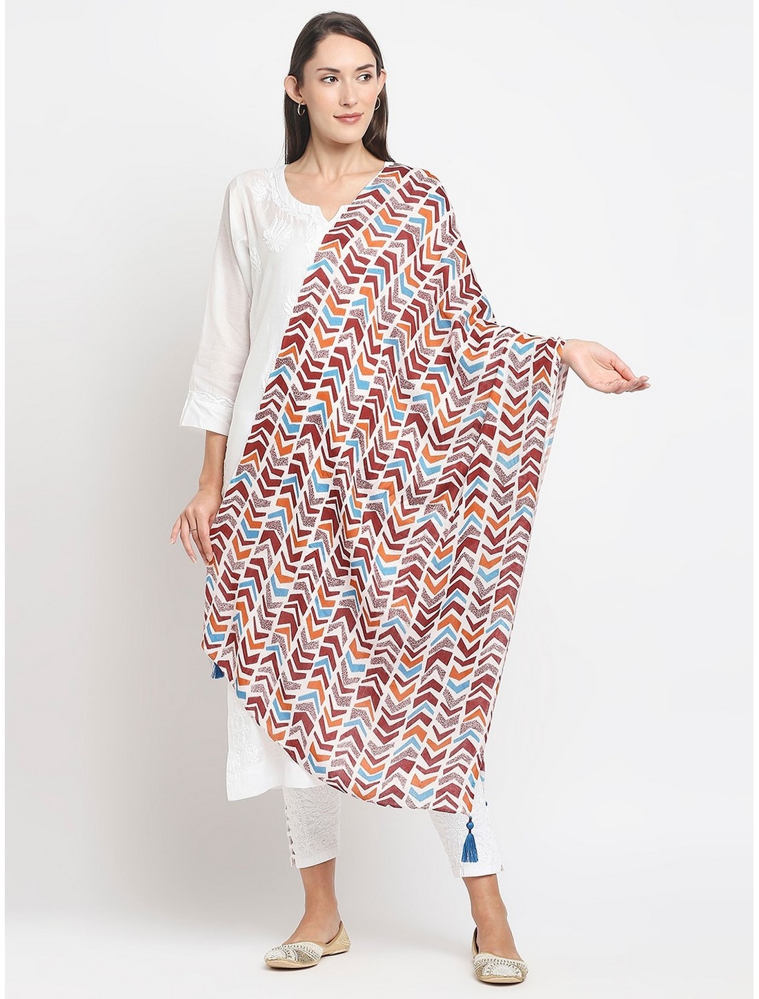 Get Wrapped | Get Wrapped Multi  Printed Scarves with Tassels for Women 0