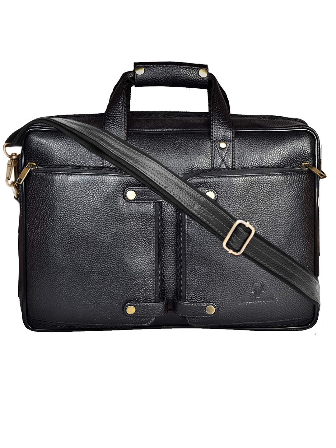 WildHorn | WildHorn 100% Genuine Leather Black Laptop Bag for Men