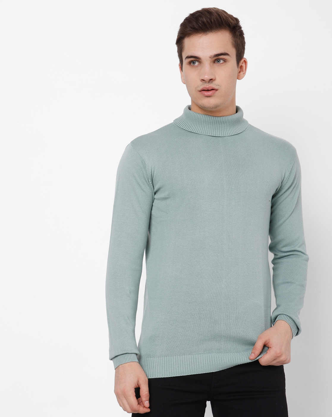 7 Shores Clothing | Mint Green Turtle Neck Full Sleeve T-Shirt