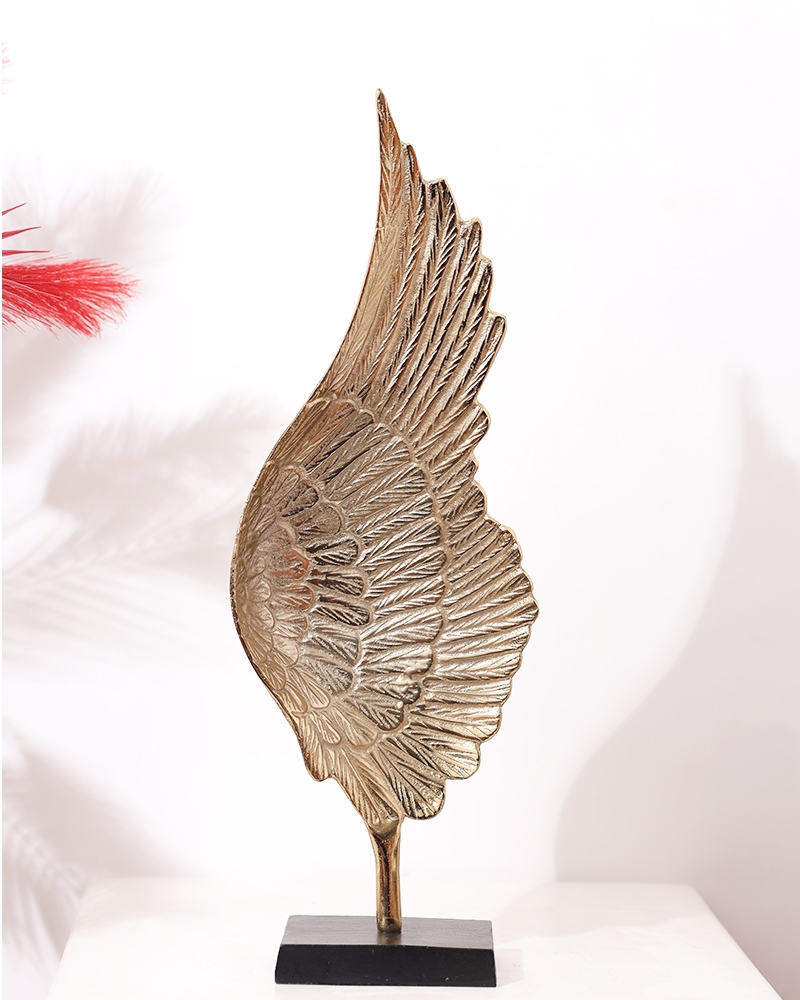 Order Happiness Metal Gold Colour Right Angel Wings Table Top Showpiece (Pack Of 1) For Home Decoration, Living Room & Office