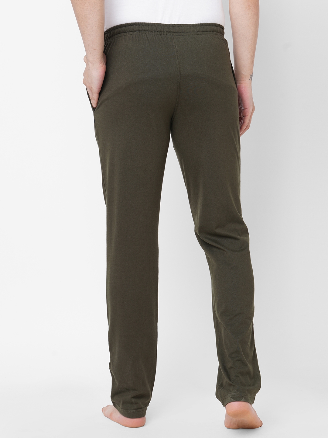 Sweet Dreams Men Olive Cotton-Poly Solid Lounge Pants