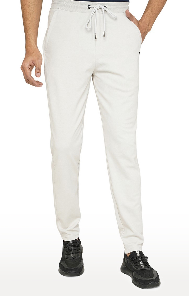 Men's Grey Cotton Blend Solid Trackpants