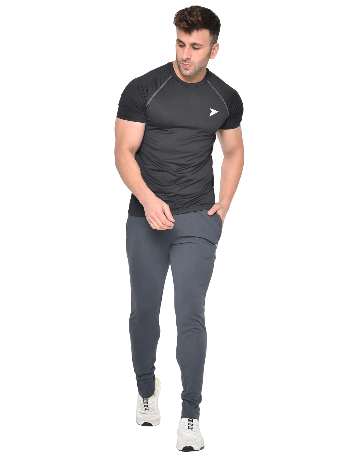 Fitinc | Fitinc Gym & Yoga Grey Track Pant For Men with Zipper Pockets