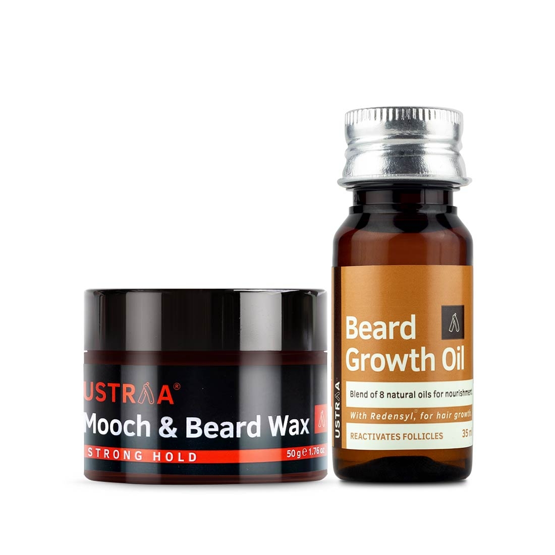 Ustraa Beard growth Oil 35 ml & Mooch And Beard Wax 50g