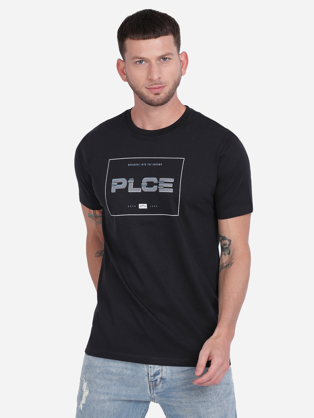 883 Police | Black Printed Level India T-Shirt