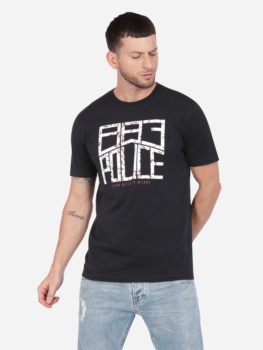 883 Police | Black Printed Embellish 2 T-Shirt