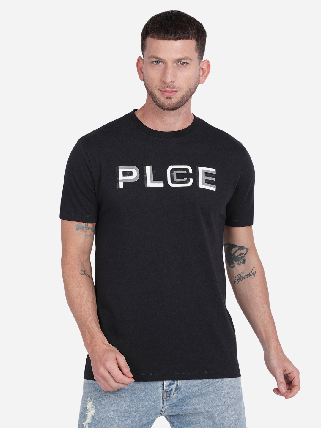 883 Police | Black Printed Engraved T-Shirt