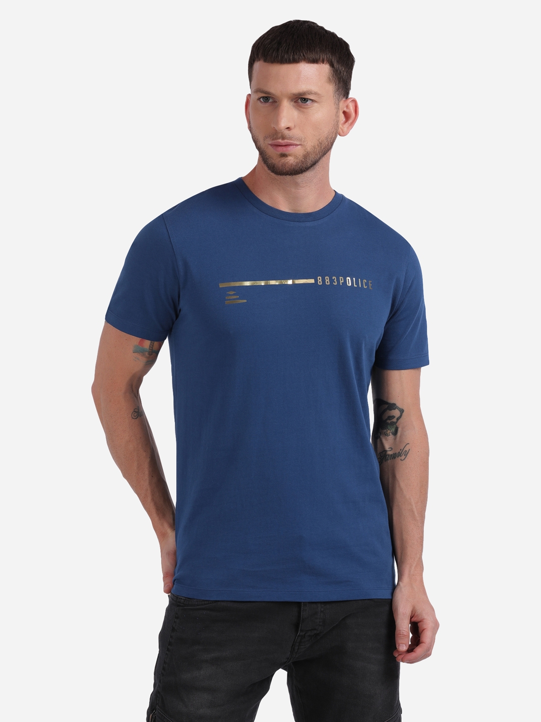 883 Police | Blue Printed Foil T-Shirt