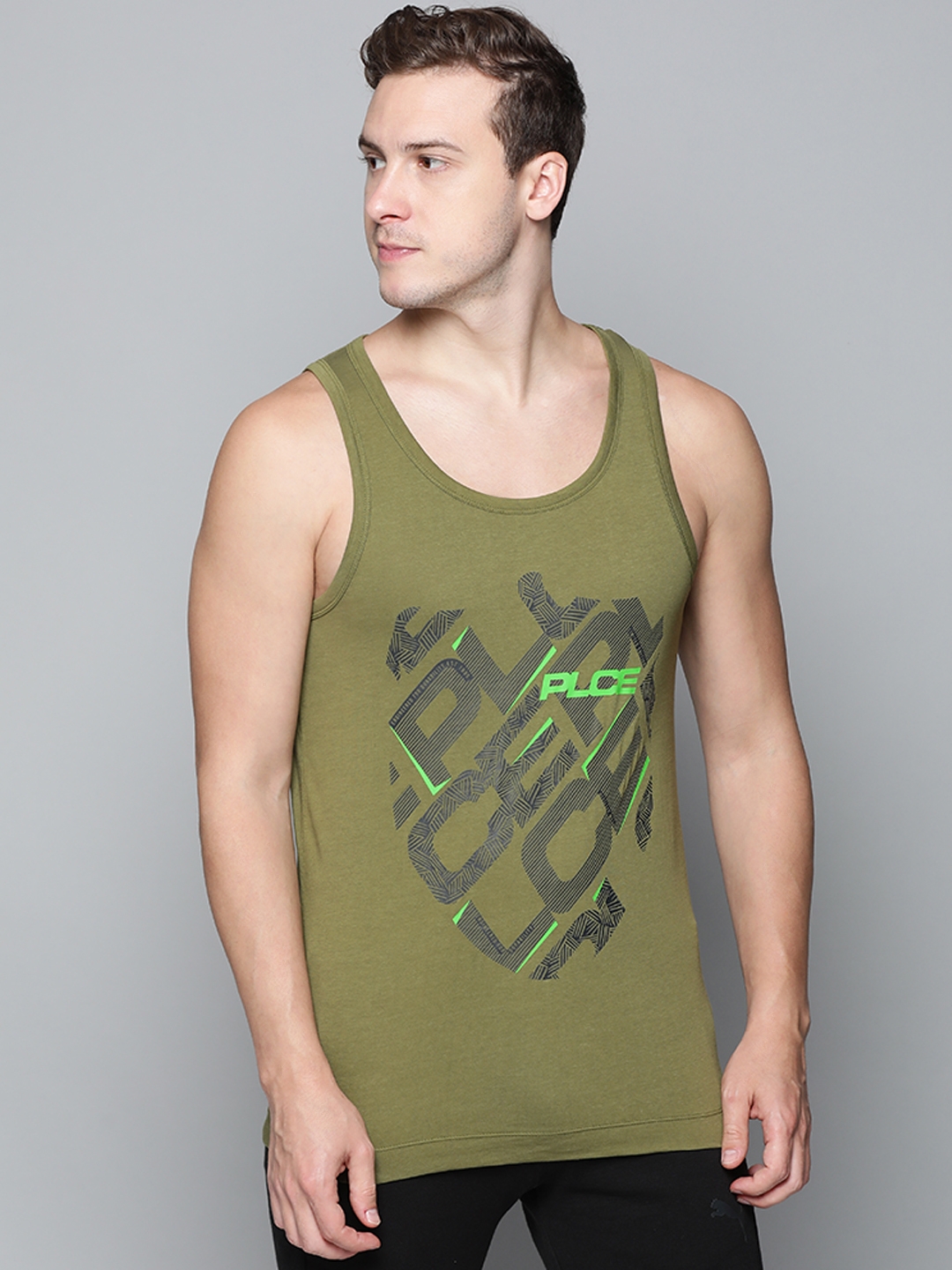 883 Police | 883 Police Mens Olive Graphic sleeveless t-shirt
