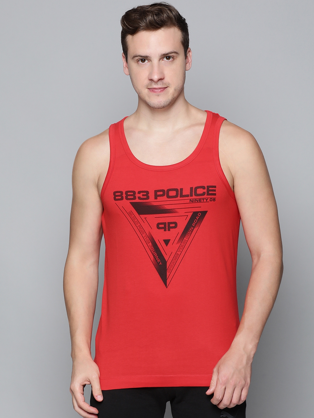 883 Police | 883 Police Mens Red Graphic sleeveless t-shirt
