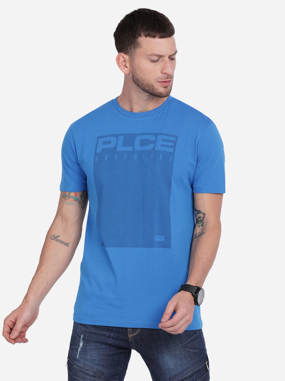 883 Police | Blue Printed Toned T-Shirt