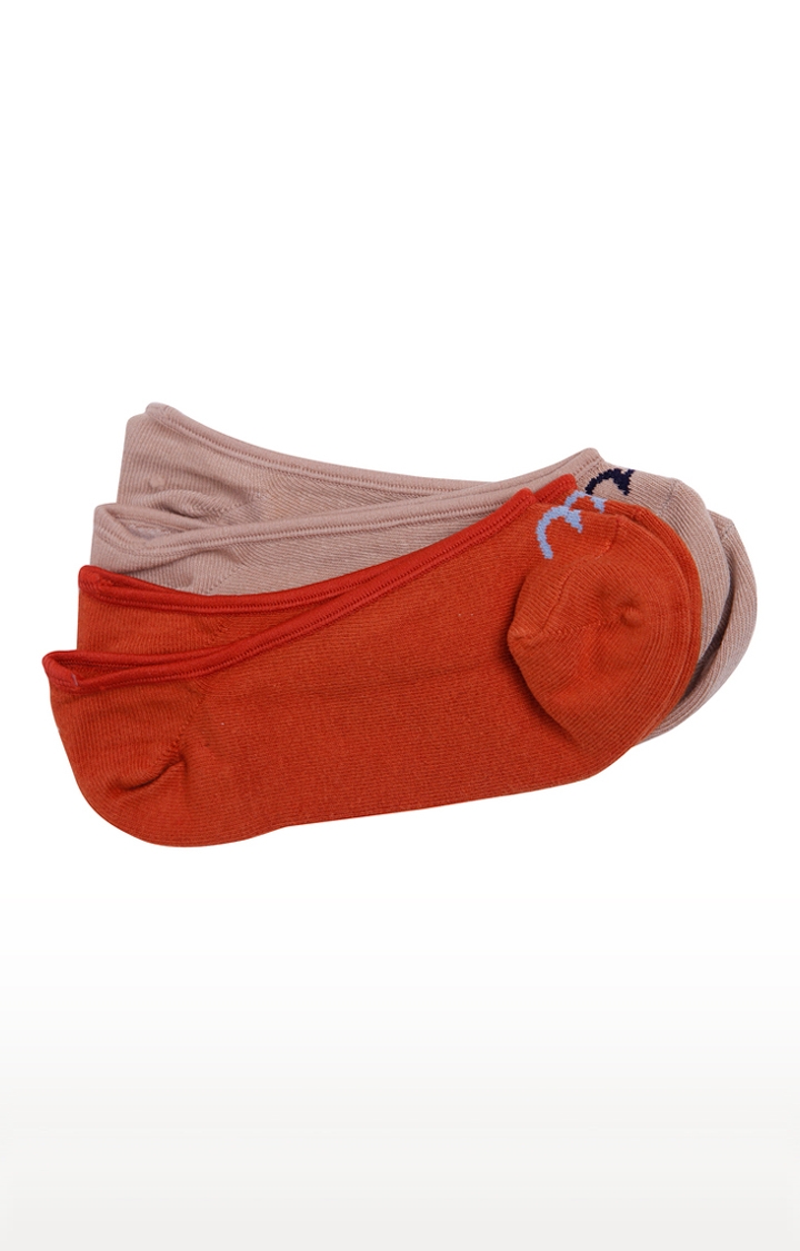 Spykar | Spykar Orange And Beige Solid Socks - Pair Of 2