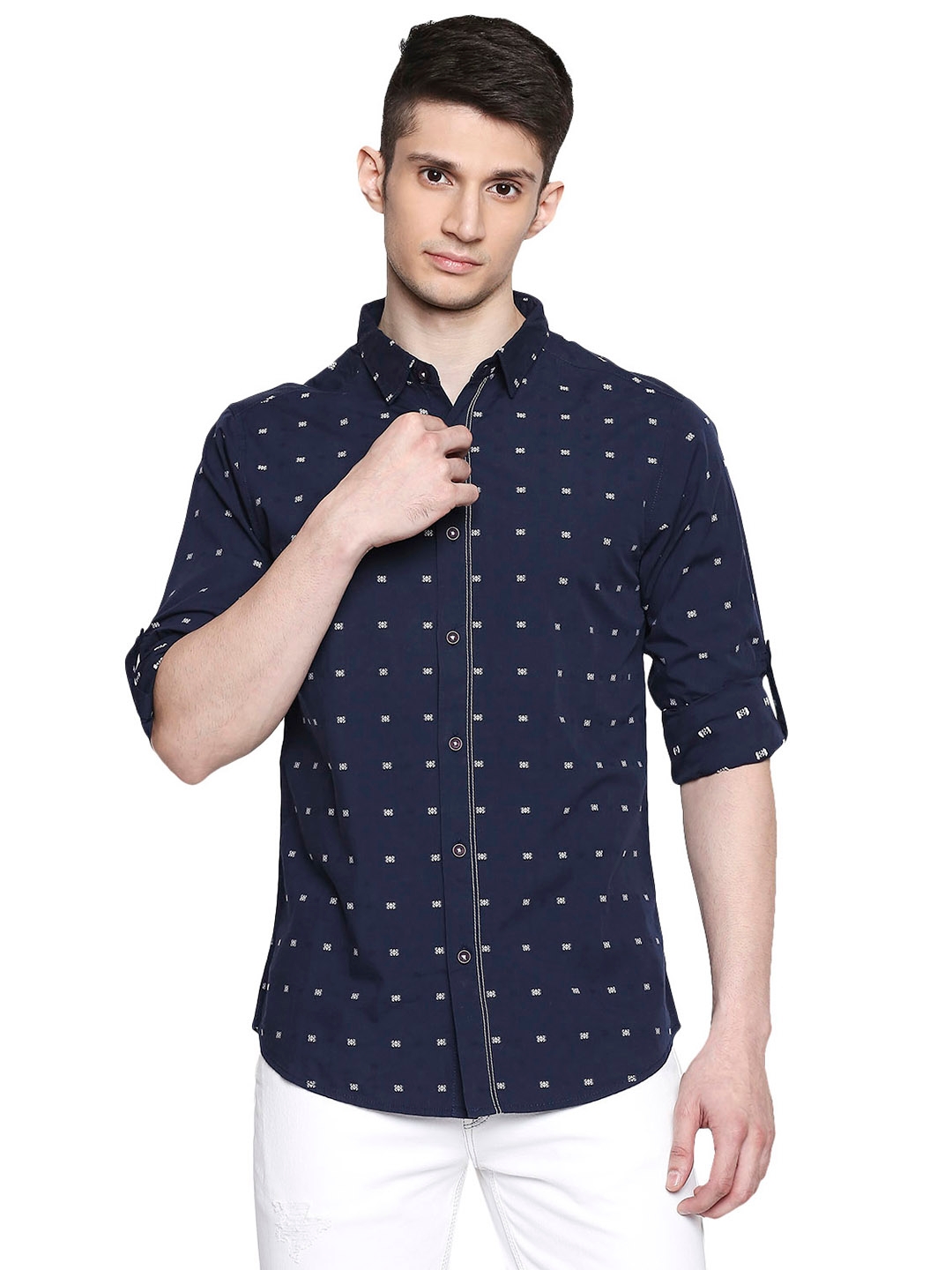 SPYKAR | spykar Blue Cotton Slim Fit Shirt