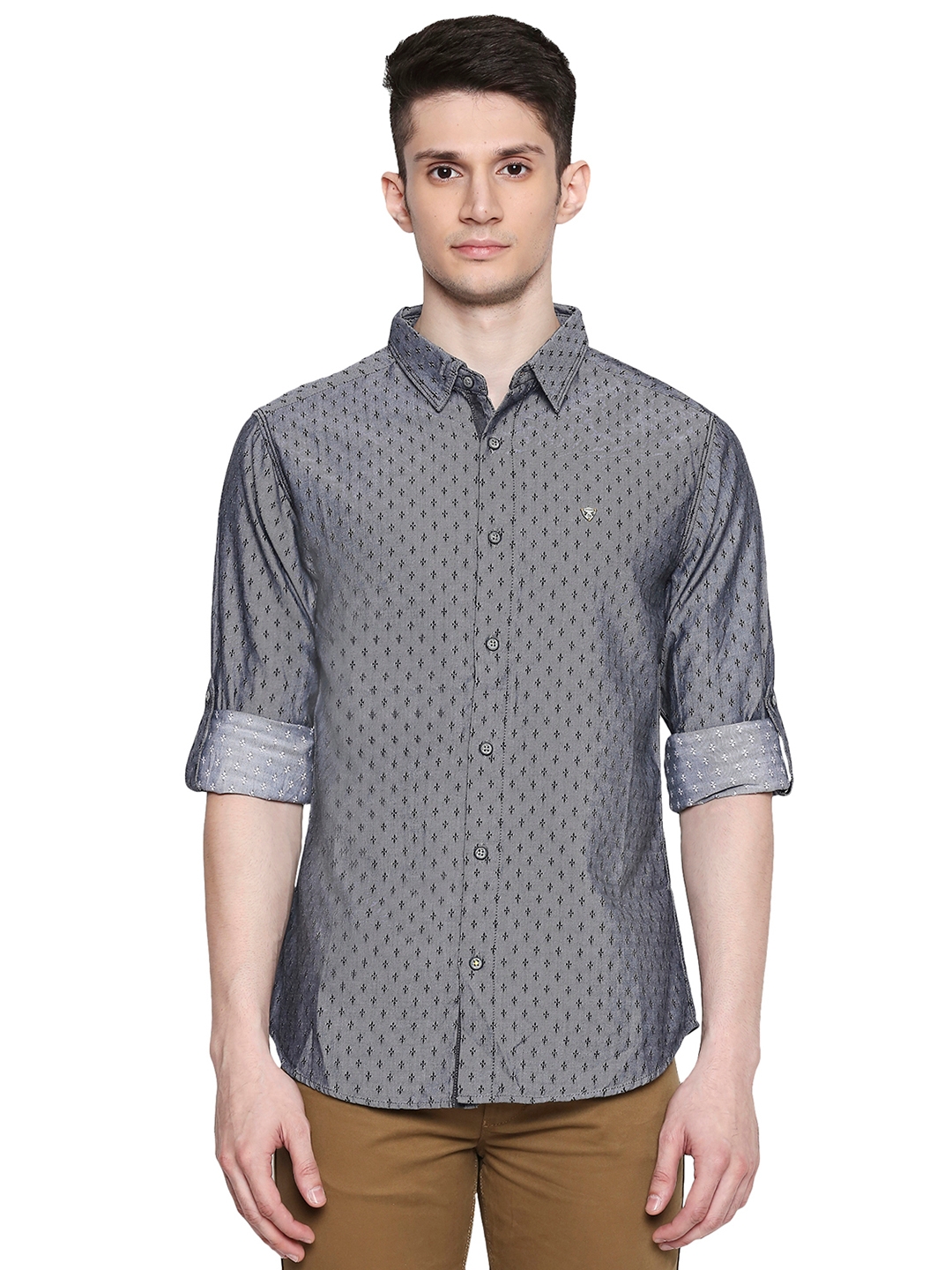 Spykar | spykar Grey Cotton Slim Fit Shirt