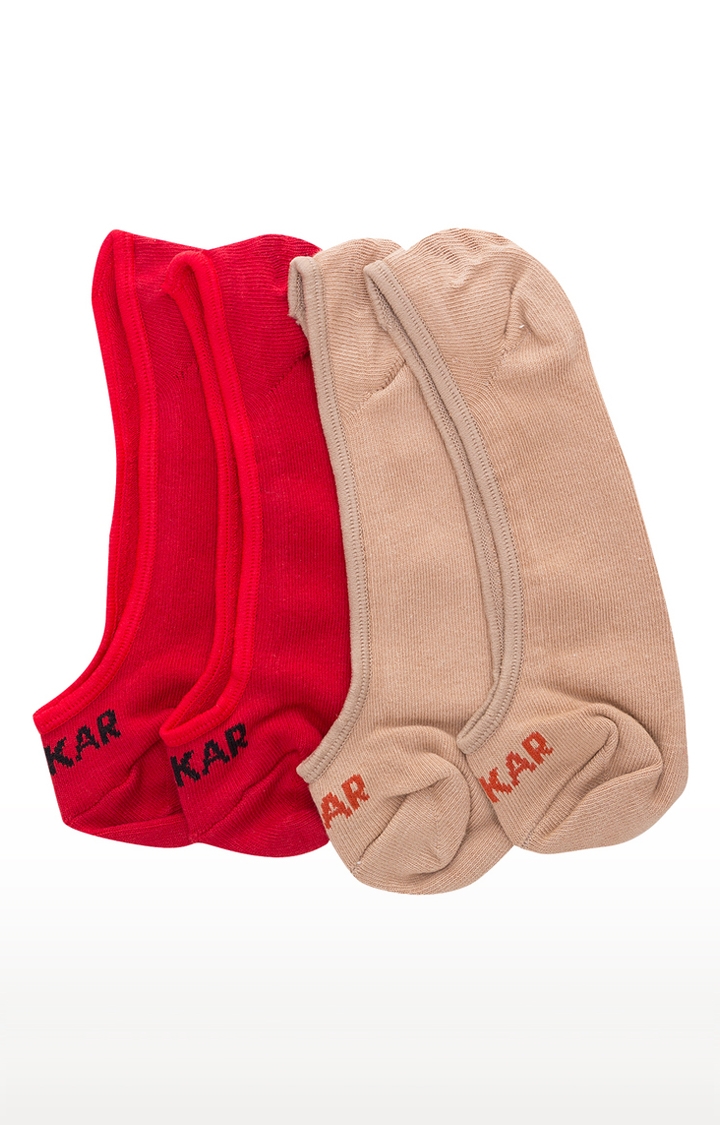 Spykar | Spykar Red & Skin Cotton Socks - Pair Of 2