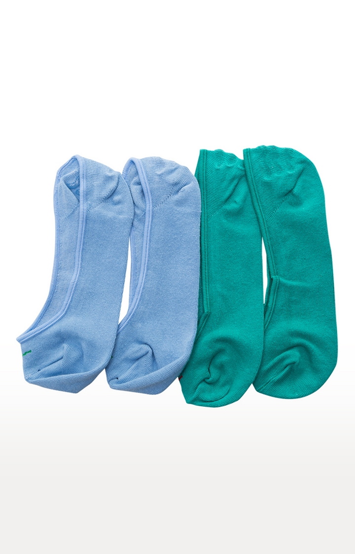 Spykar | Spykar Sea Green Sky Blue Cotton Socks - Pair Of 2