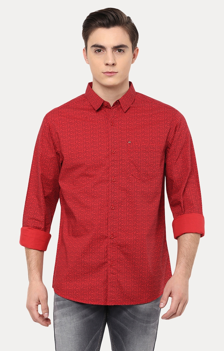 SPYKAR | spykar Red Printed Slim Fit Casual Shirt